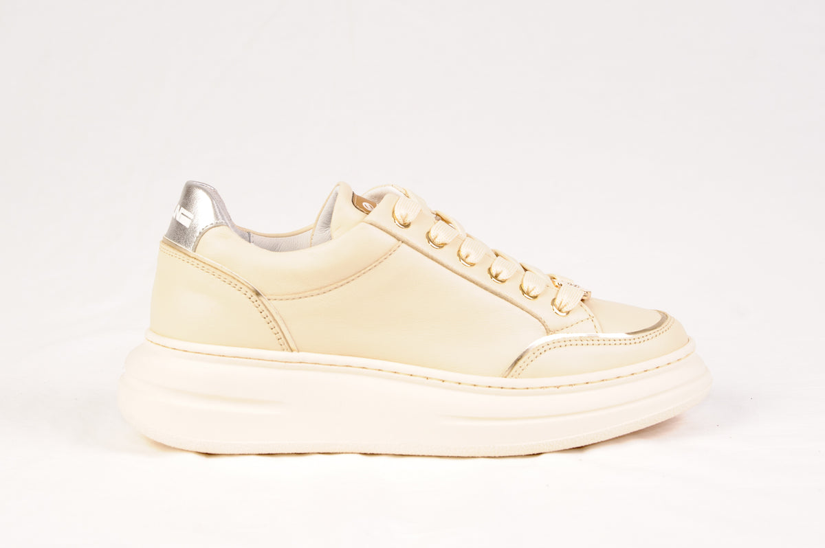 Méliné - BI 644-ACC Cream Leather Laced Trainer