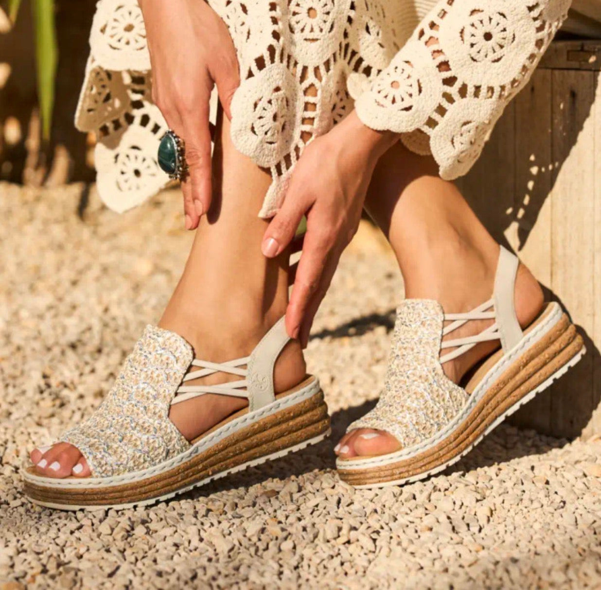 Rieker - 62741 Metallic Weave Espadrille