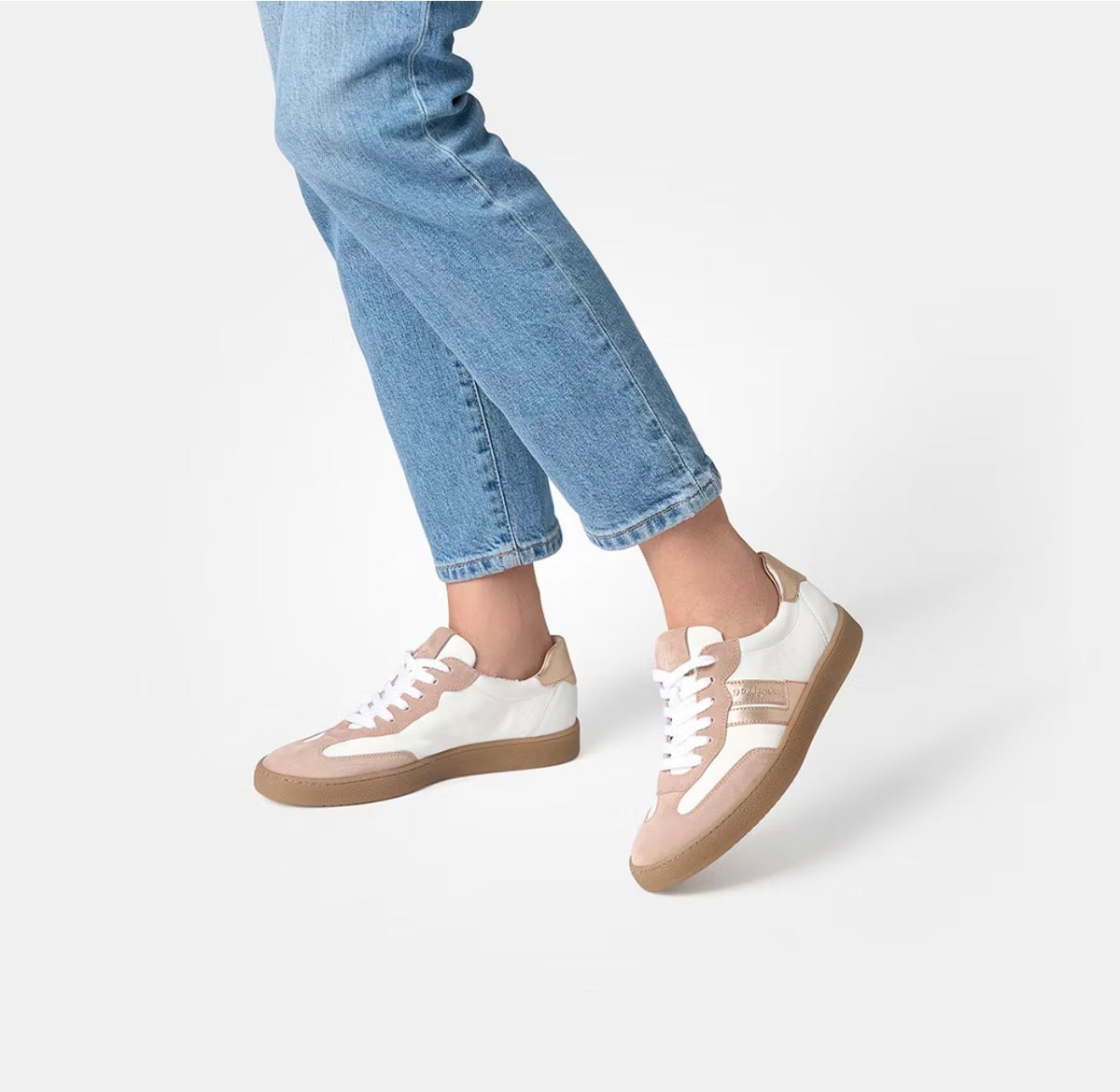 Paul Green - 5437 White and Blush Trainer