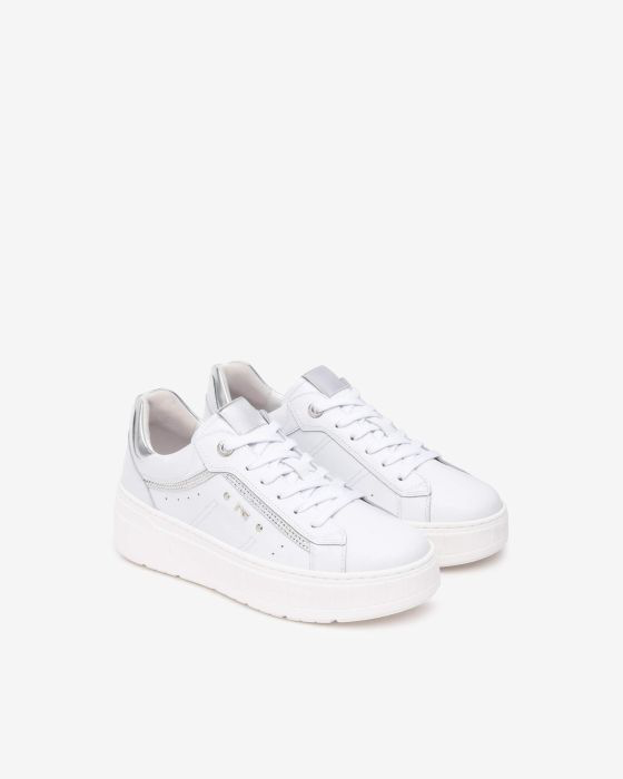 NeroGiardini - E513093D White Trainers with a Silver Trim