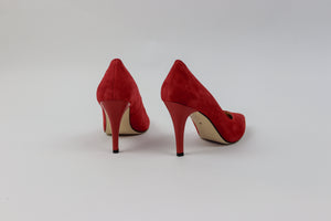 Rachels - Z6047 Red Suede V Court Shoe