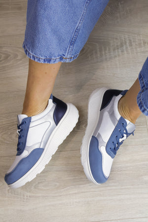 G Comfort - S-2731 White/Blue Waterproof Trainer