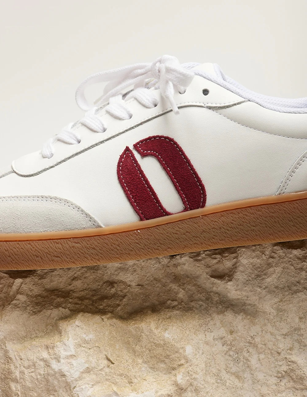 Odaje - Lucia White and Burgundy Retro Trainer