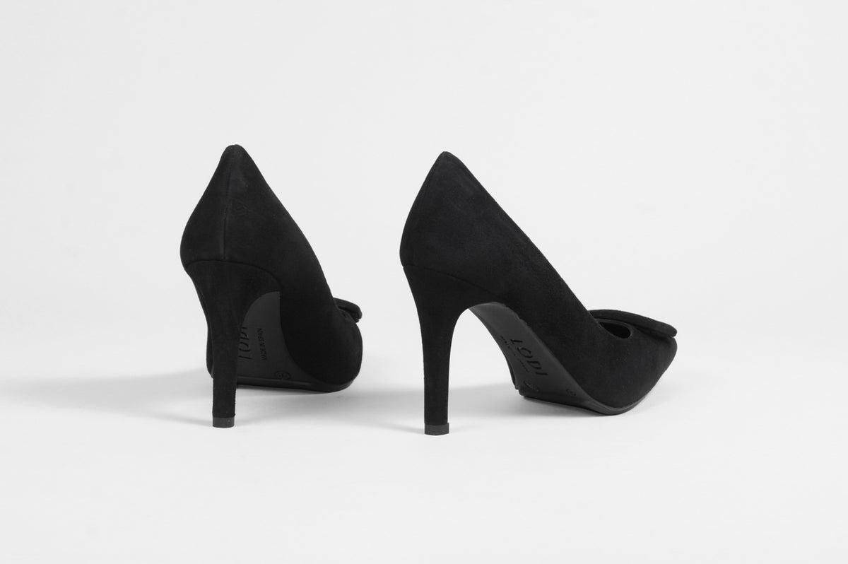 Lodi - Roti Black Suede Court Shoe