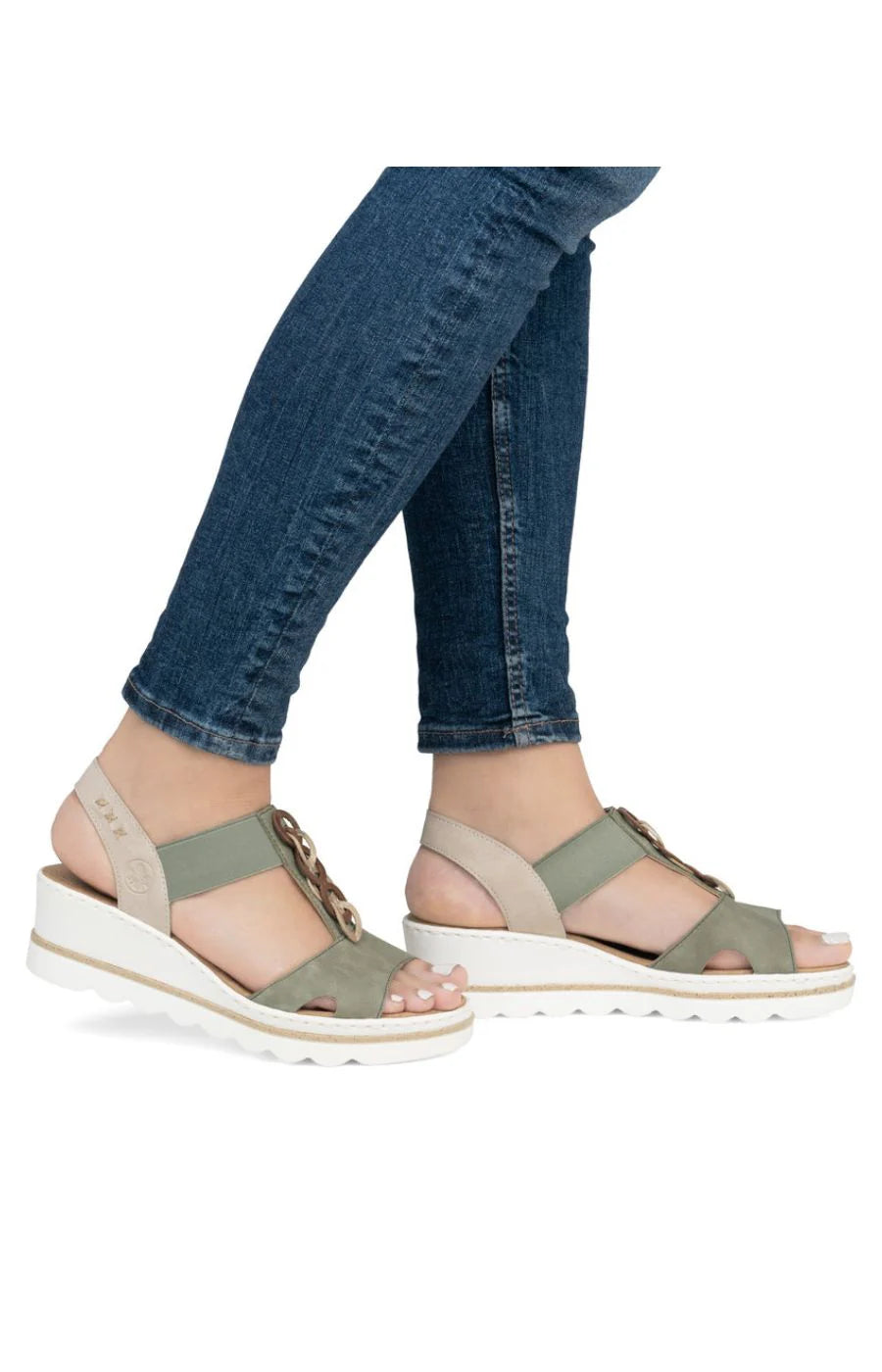 Rieker - 67498 Green Wedge Sandal