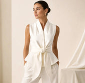 Anna - Cream Peplum Waistcoat [Preorder for November 5th]