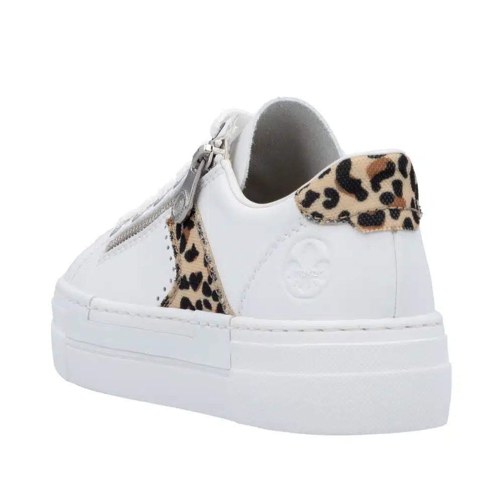 Rieker - N4924 White and Leopard Trainer