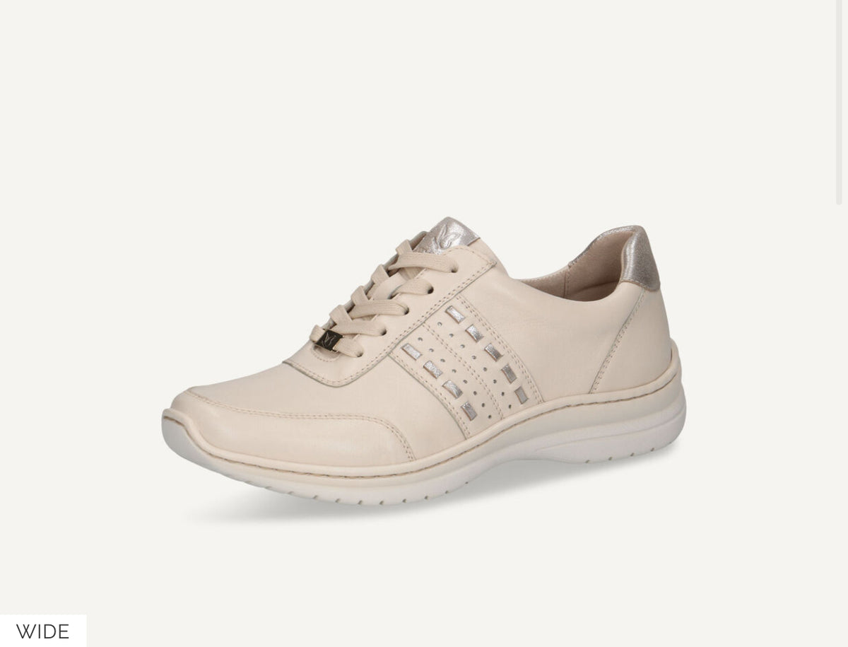 Caprice - 23717 Cream Trainer [ Wide Fit]