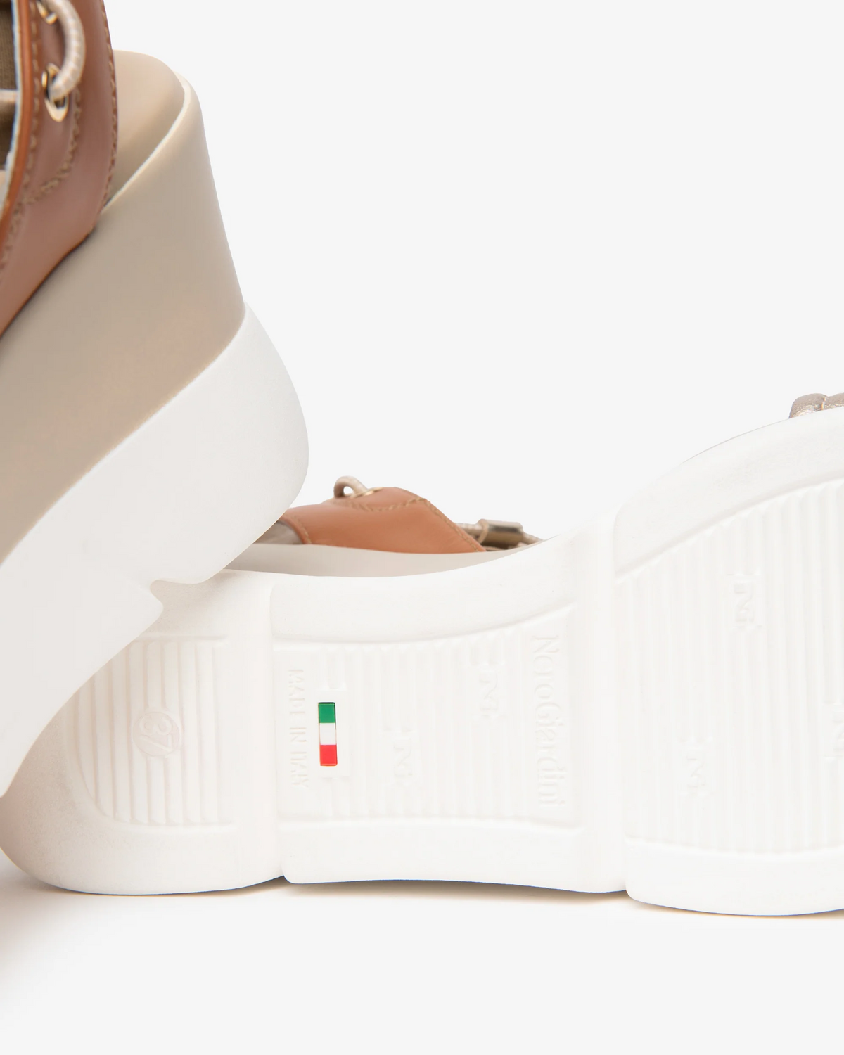 NeroGiardini - E616066D Metallic and Tan Wedge Sandal