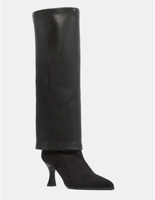 Miss Elastic - 77068 Black Med Calf Pointy Toe
