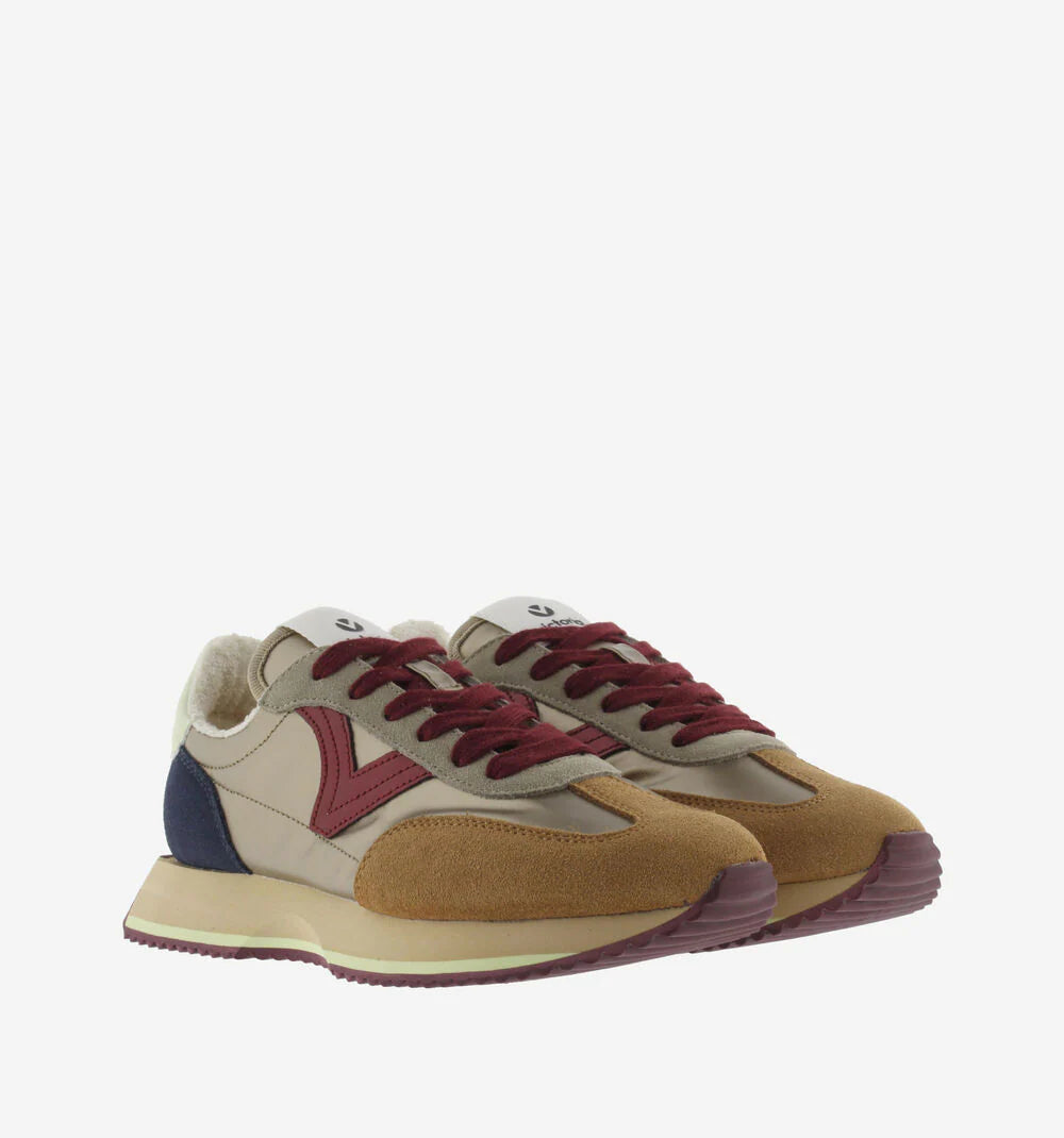 Victoria - 1 134115 Gold and Burgundy Retro Trainer