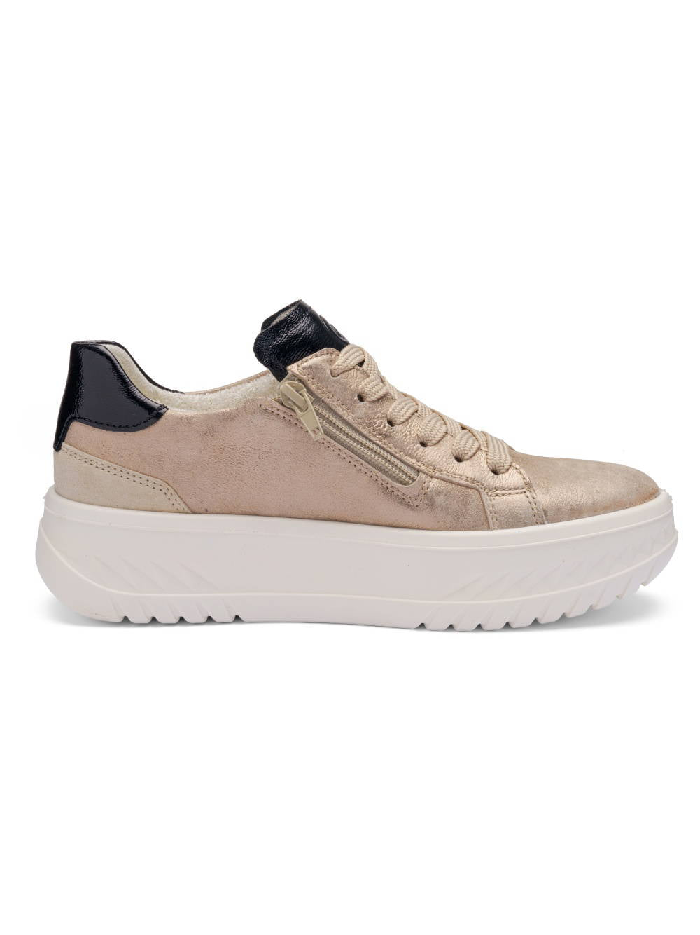 Ara - 46709 Monaco Beige Shimmer Platform Trainer