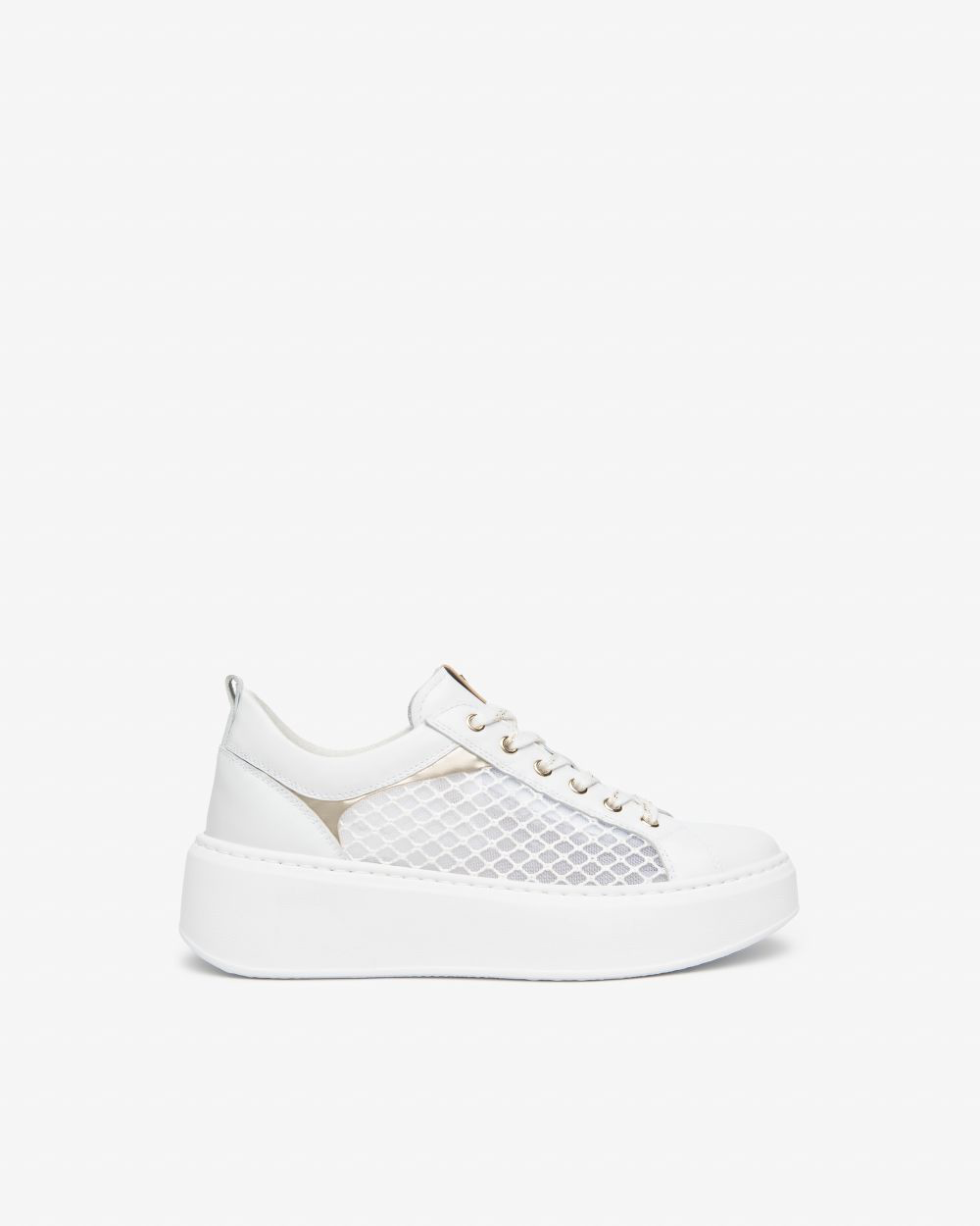 NeroGiardini - E615292D White Mesh Platform Trainer