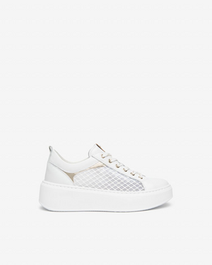 NeroGiardini - E615292D White Mesh Platform Trainer