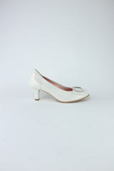Le Babe - 3037 White/Silver Diamante Court Shoe