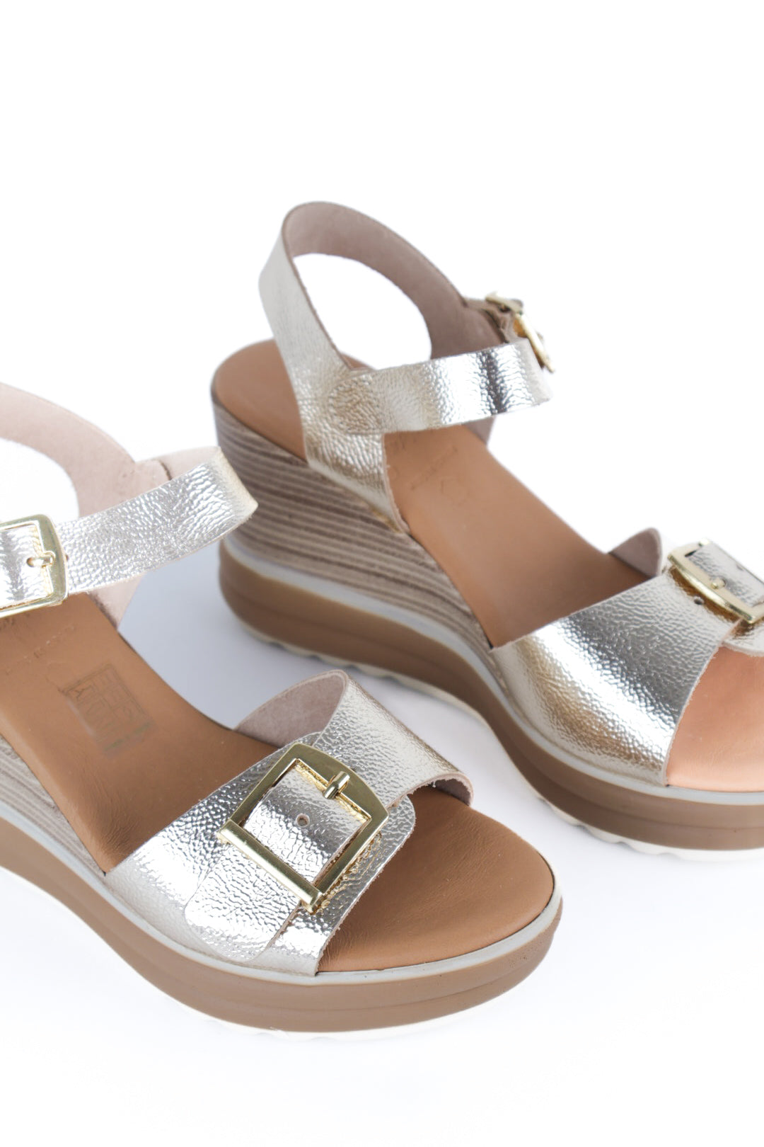 Oh My Sandals - 6003 Gold Buckle Wedge Sandal