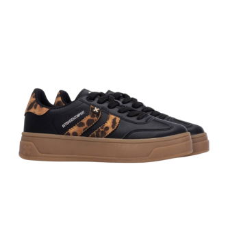 Xti - 144585 Black and Leopard Platform Trainer