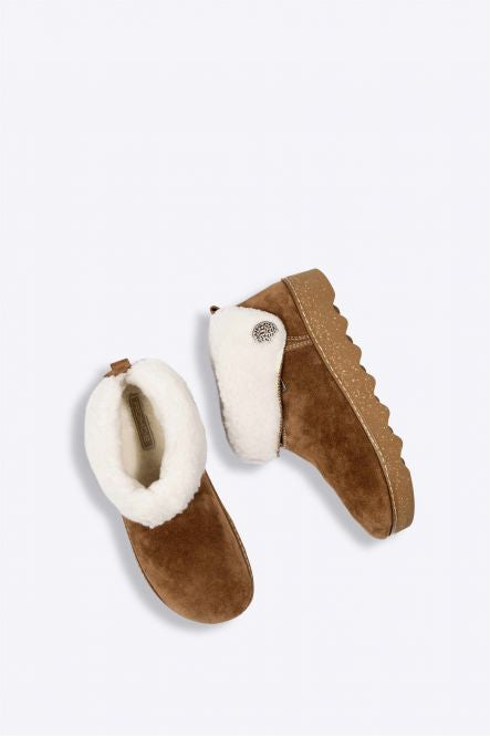 Rohde - 6128 Tan Fur Lined Slipper