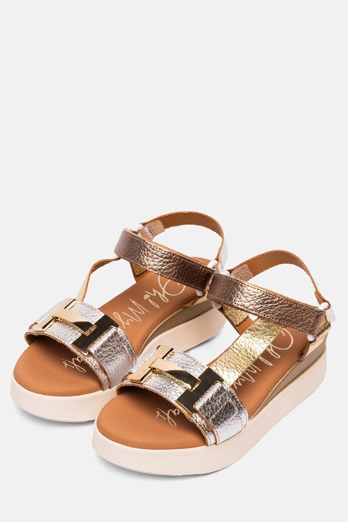 Oh My Sandals - 5671 Gold and Silver Wedge Sandal