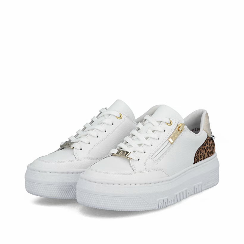 Rieker - M1900 White and Leopard Zip Trainer