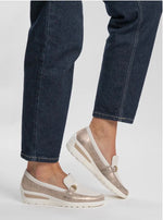 Ara - 50360 Cream and Gold Wedge Loafer