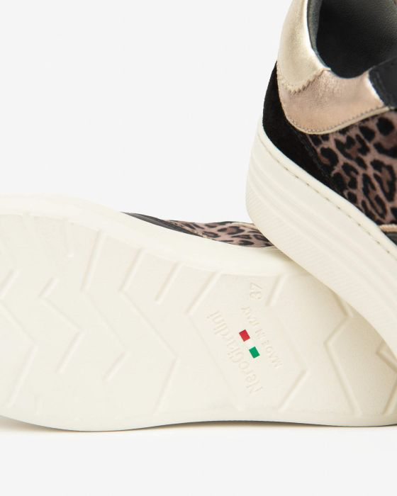 NeroGiardini - I514180D Black and Leopard Retro Trainer