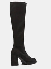 Miss Elastic - 77031 Black Platform Knee High Sock Boot