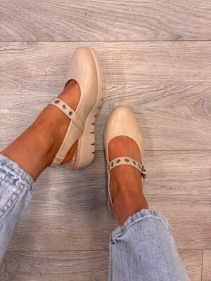 Wonders - C-33353 Beige Strap Slingback