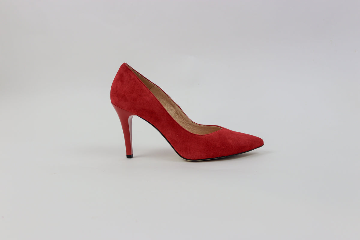 Rachels - Z6047 Red Suede V Court Shoe