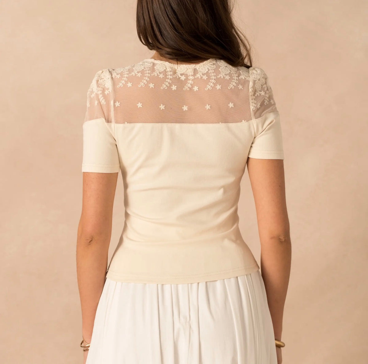 Anna - Beige Laced Top