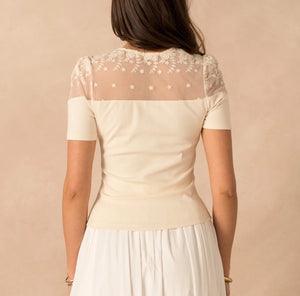 Anna - Beige Laced Top