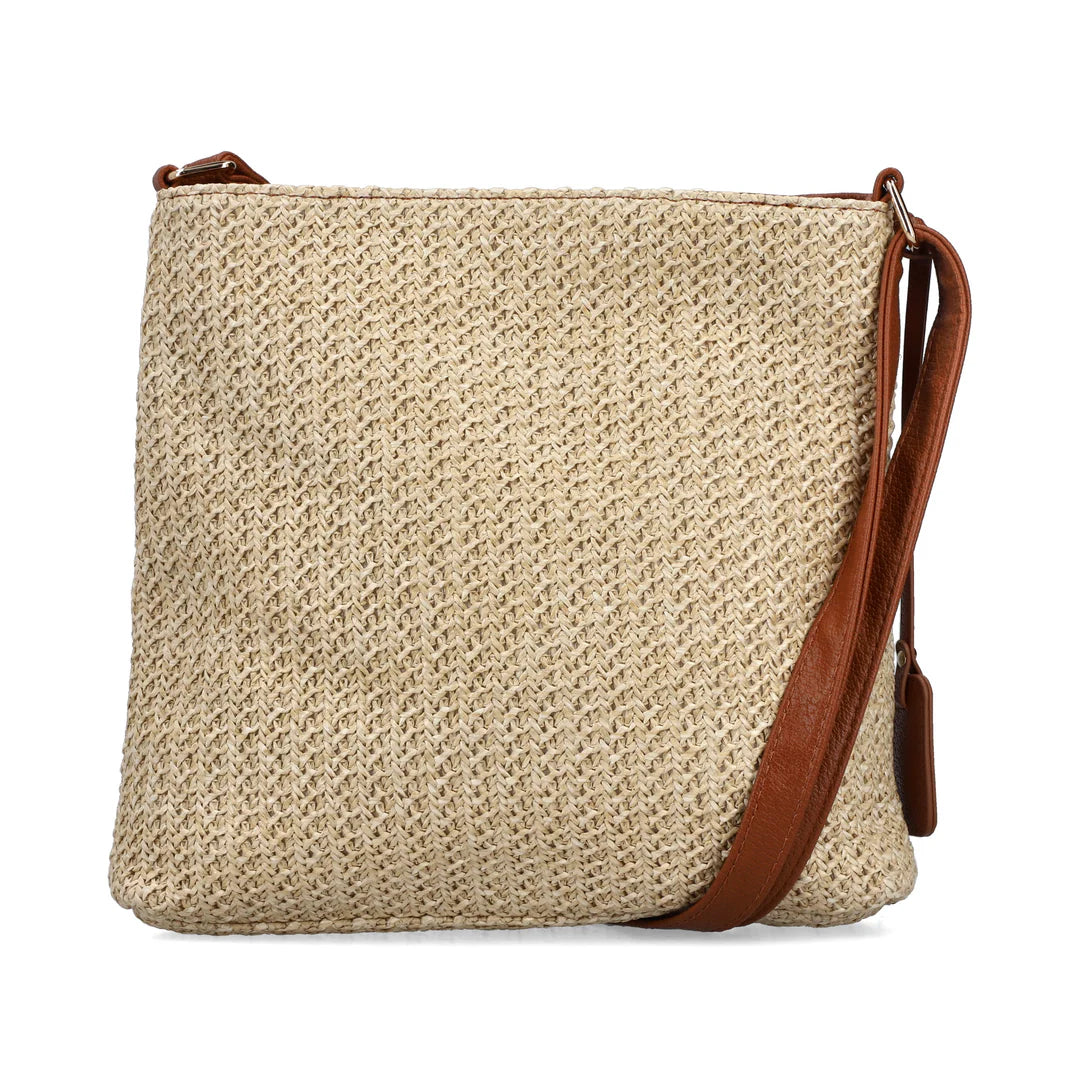 Rieker - H1519-64 Beige and Tan Raffia Crossbody