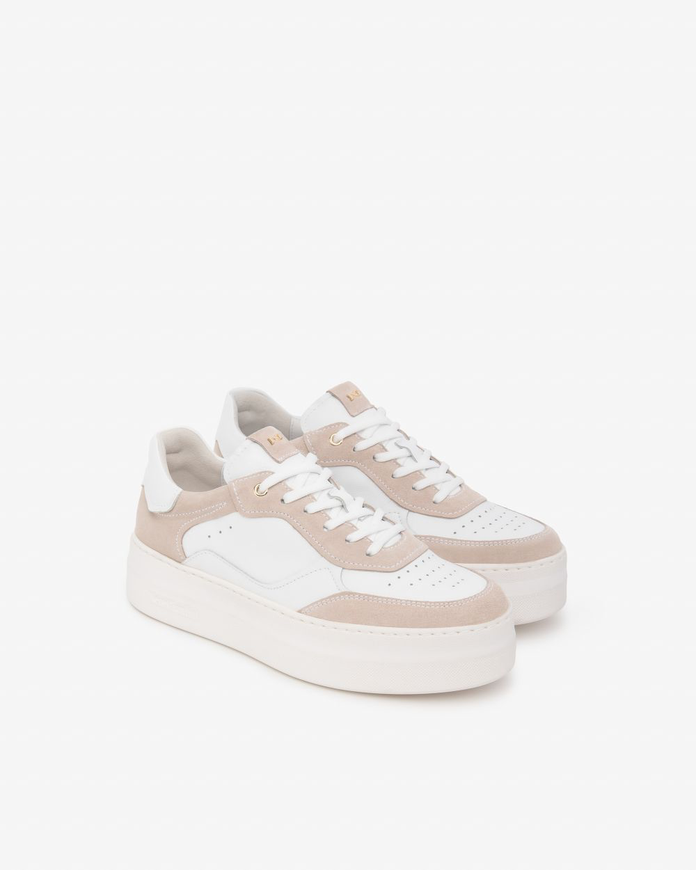 NeroGiardini - E615313D White/ Blush Platform Trainer