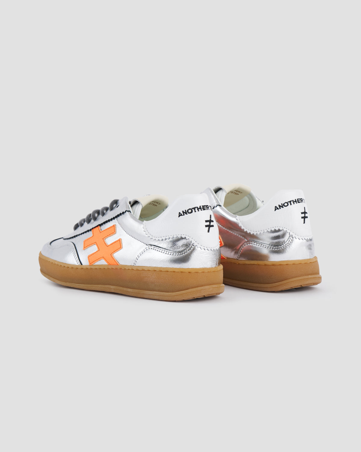 Another Trend - A032 Silver and Orange Trainer