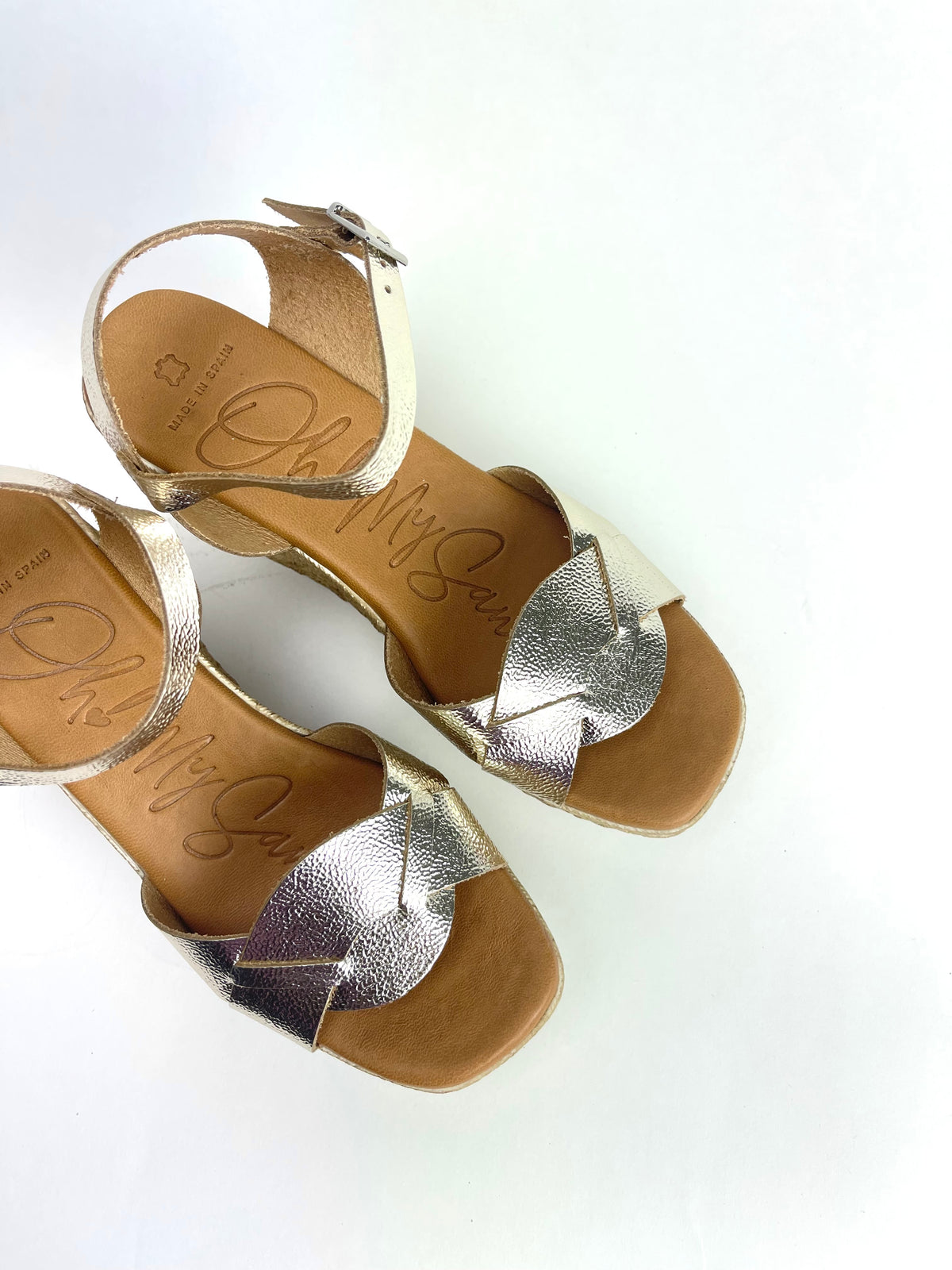 Oh My Sandals - 5460 Gold Metallic Wedge Sandal