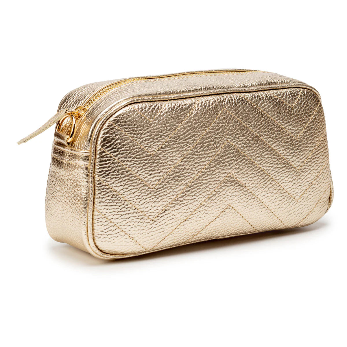 Elie Beaumont - Gold Quilted Leather Crossbody Bag