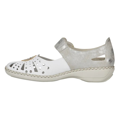 Rieker - 41368 White and Silver Pref Shoe