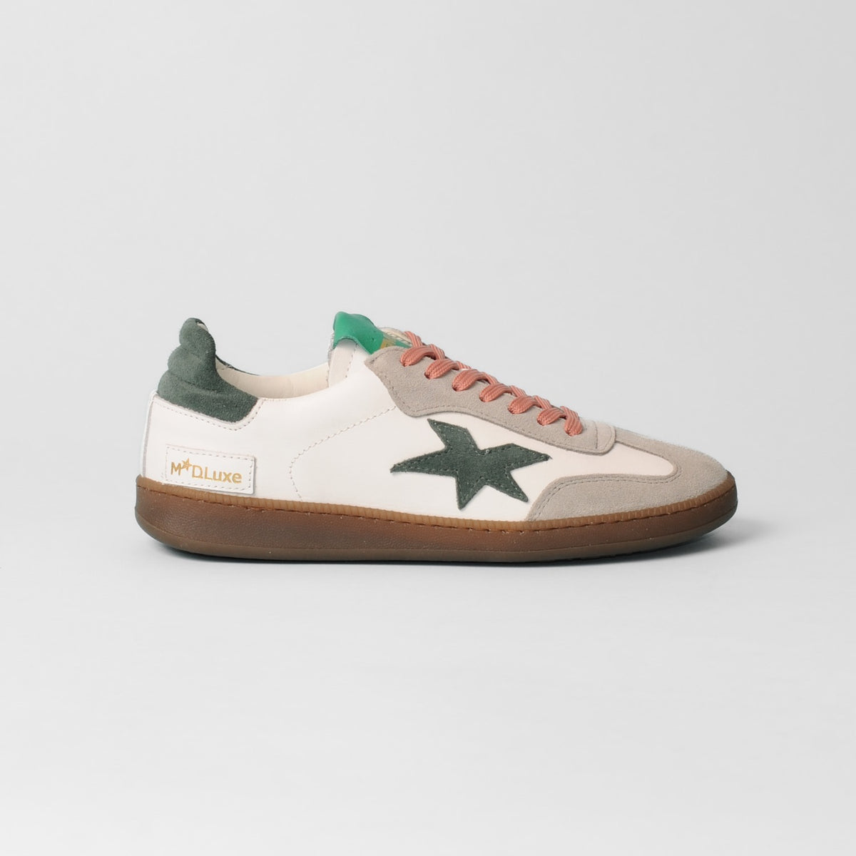 Meline - R 526 White and Green Retro Trainer