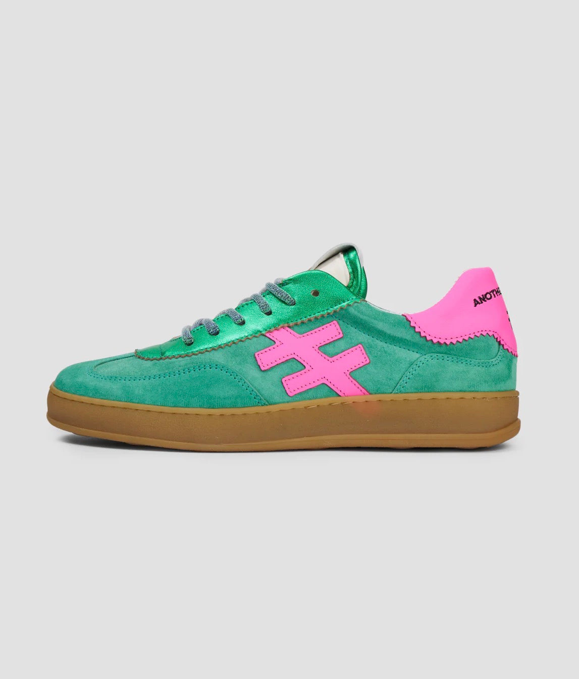 Another Trend - A032 Vento Green and Pink Trainer