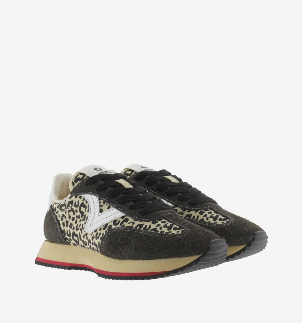 Victoria - 1 134116 Black and Cream Print Trainer