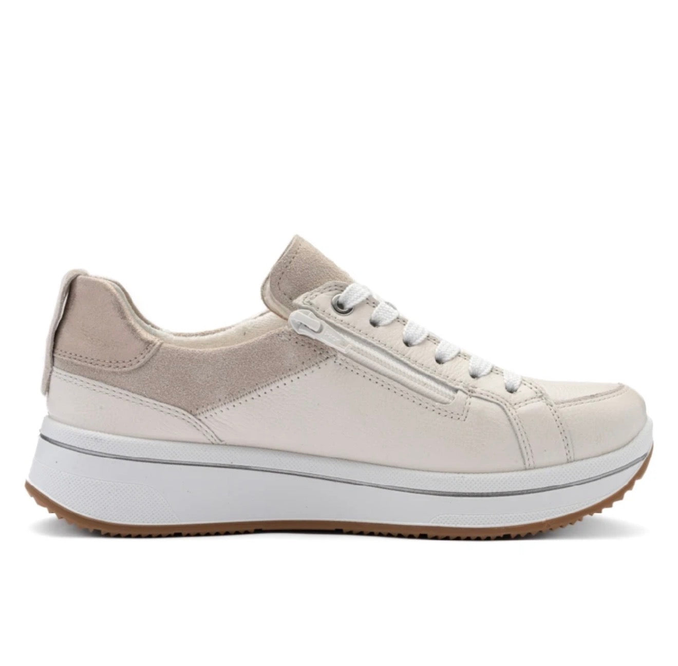 Ara - 27512 Cream Zip Wedge Trainer