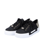 Rieker - N4931 Black Laced Trainer with a Gold Trim