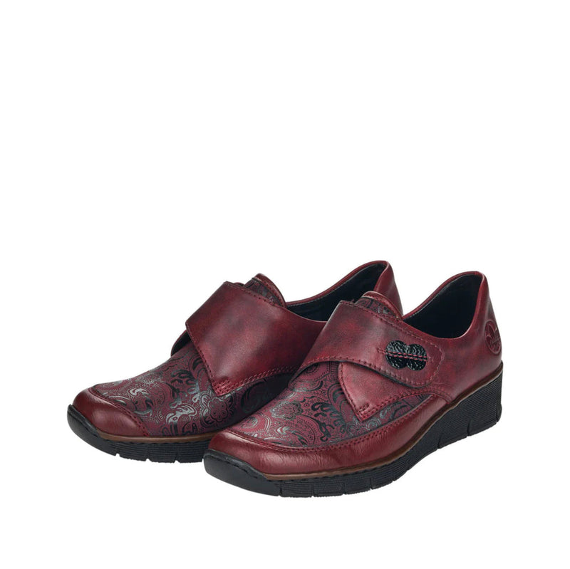 Rieker - 537CO Burgundy Stretch Velcro Shoe