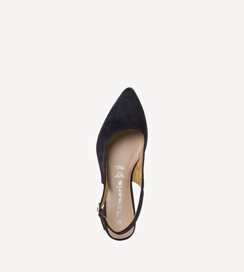 Tamaris - 29500 Navy Suede Sling Back