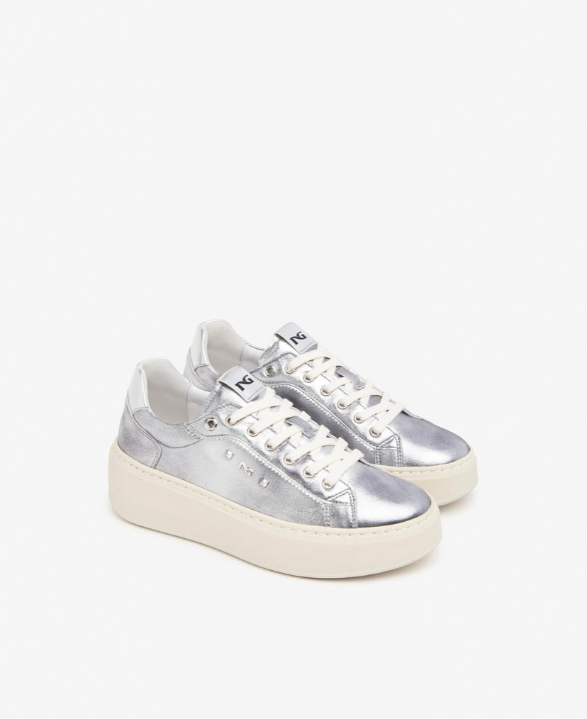 NeroGiardini - I411623D Silver Leather Trainer