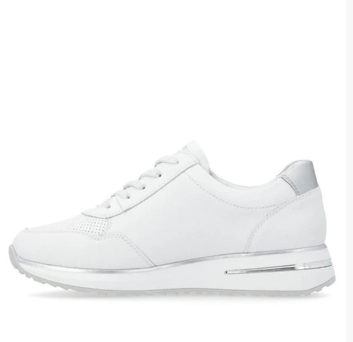 Remonte - D1G00 White Leather Trainer with a Zip