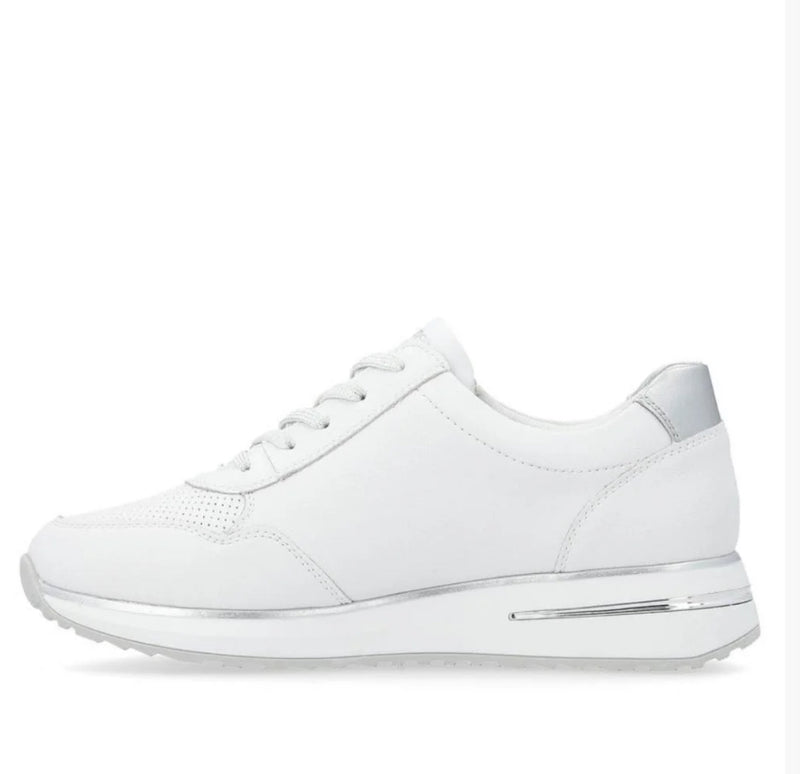 Remonte - D1G00 White Leather Trainer with a Zip
