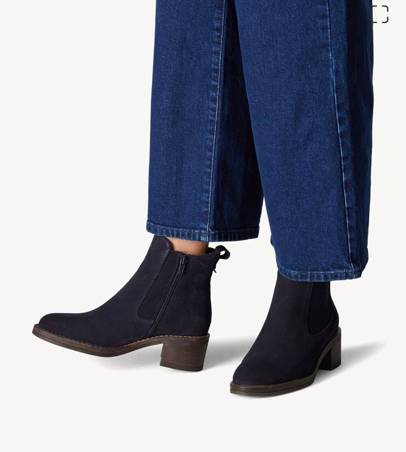 Tamaris - 1-25007 Navy Suede Chelsea Ankle Boot