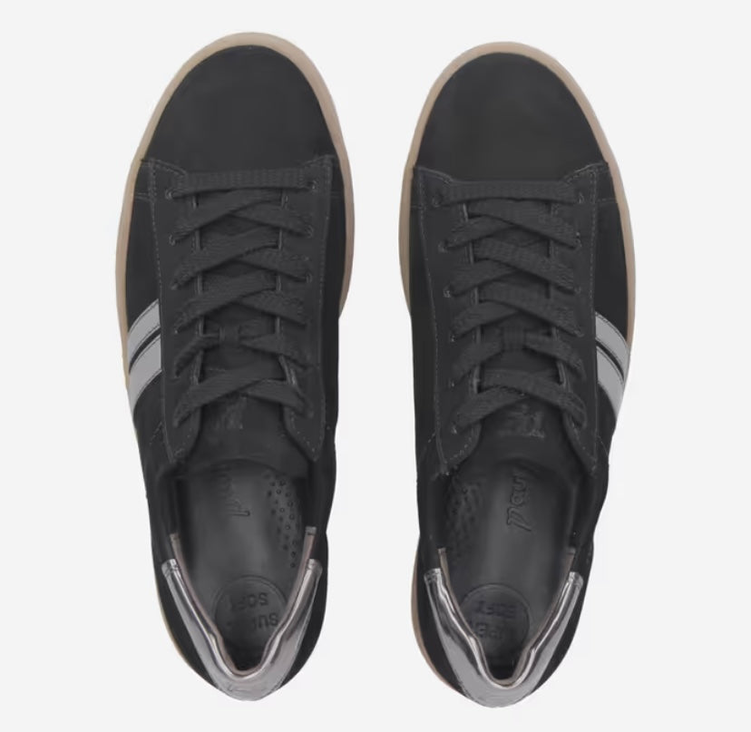 Paul Green - 5364 Black and Silver Black Suede Trainer