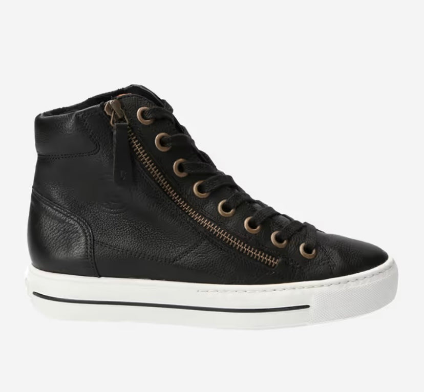 Paul Green - 4024 Black Leather Hi Top